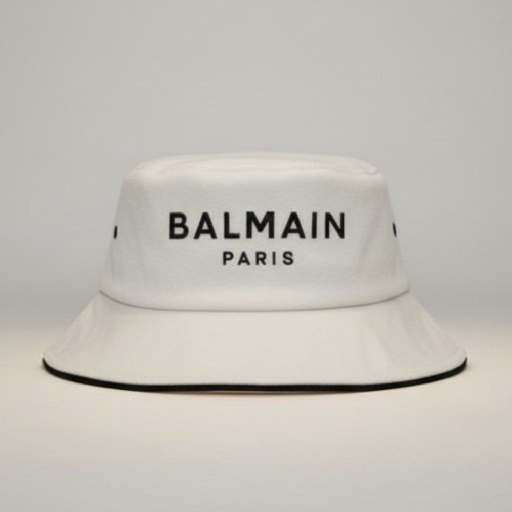 Balmain Paris White Canvas Bucket‎ Hat - NIB